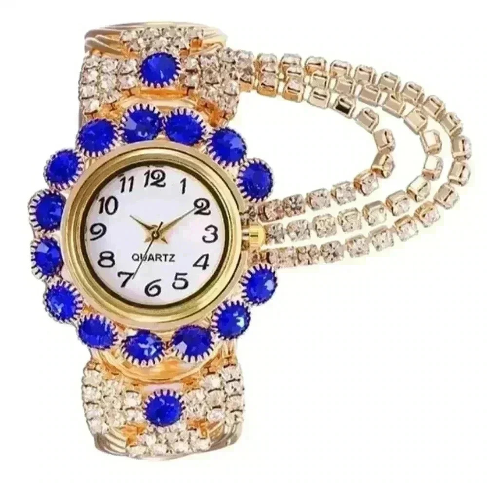 Quartz rhinestone bangle watch